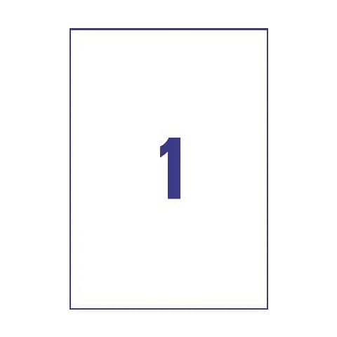 Etichette in Teslin bianco Avery Laser/Inkjet 1 et./foglio 210x297 mm conf. 50 fogli - B4775-50